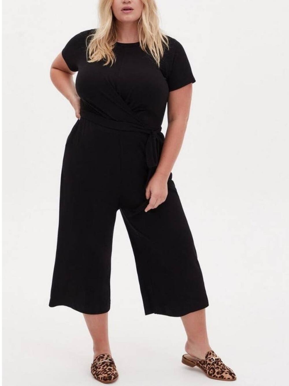 Torrid Black Rib Knit Culotte Jumpsuit 3X 13590784 (Missing Belt)